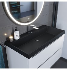 Раковина для ванной кварцевая Uperwood Classic Quartz 100х45х15 см, черная матовая, уголь
