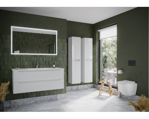 Тумба под раковину SANCOS Norma 2.0 1190х450х500, c двумя ящиками, белый глянец