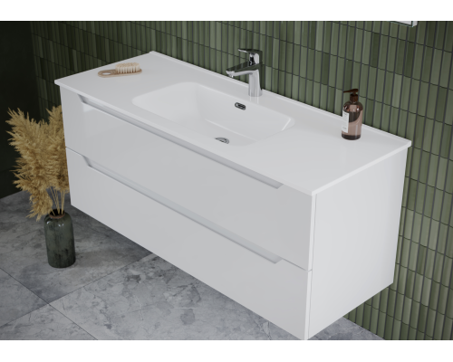 Тумба под раковину SANCOS Norma 2.0 1190х450х500, c двумя ящиками, белый глянец