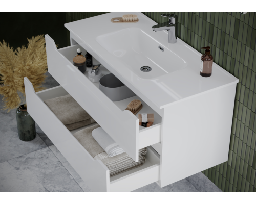 Тумба под раковину SANCOS Norma 2.0 1190х450х500, c двумя ящиками, белый глянец