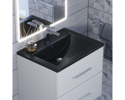 Раковина для ванной кварцевая Uperwood Foster Quartz 60х40,5х16,5, черная матовая, уголь