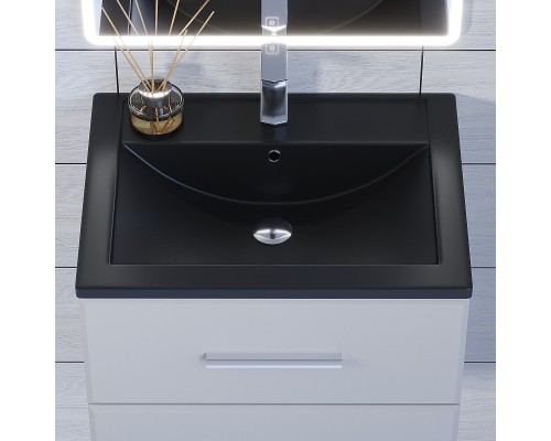 Раковина для ванной кварцевая Uperwood Foster Quartz 60х40,5х16,5, черная матовая, уголь