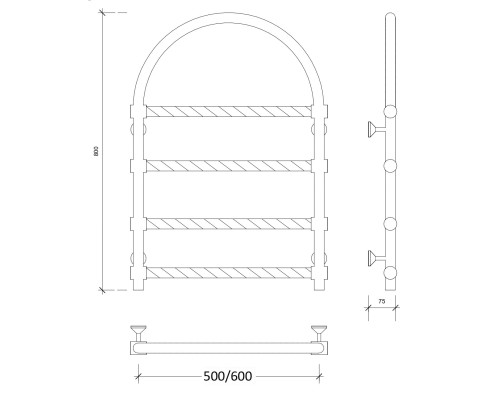 Полотенцесушитель латунный Secado Римини 2 Trenza 50х80, водяной, бронза
