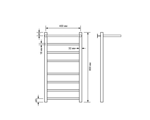 Полотенцесушитель водяной Comfysan Noumi W-8 80/40 с полкой, черный