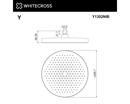 Верхний душ WHITECROSS D=27 см (брашированный никель)