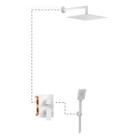 Душевая система EC208 AQG Alpha, с верхним душем и кронштейном, белый матовый