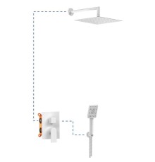 Душевая система EC208 AQG Alpha, с верхним душем и кронштейном, белый матовый
