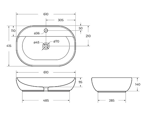 Раковина накладная BelBagno BB1346 Раковина накладная BelBagno BB1346