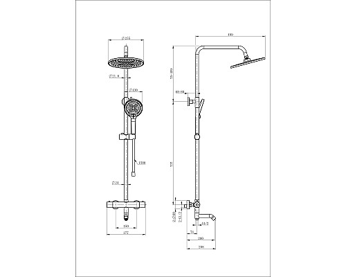 Душевая система с термостатом Wonzon&Woghand, Брашированное золото