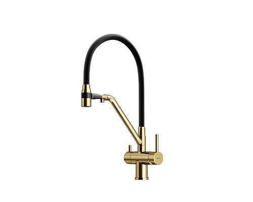 Смеситель для кухни SANCOS Dora SC4003BG с подключением фильтра для воды, браш золото