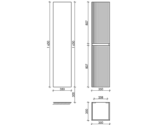 Пенал подвесной Sancos SNOB T 35x165 Beige Soft