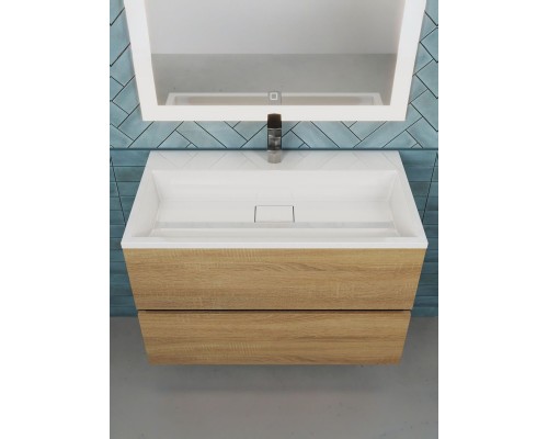 Тумба под раковину 80 см, Uperwood Barsa, черная/дуб сонома