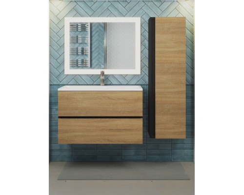 Тумба под раковину 80 см, Uperwood Barsa, черная/дуб сонома