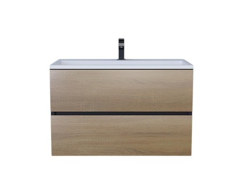 Тумба под раковину 80 см, Uperwood Barsa, черная/дуб сонома