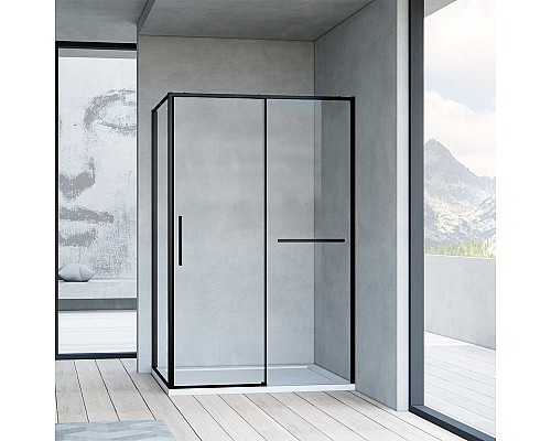 Душевой уголок Vincea Slim Soft VSR-1SS1013CLB 1300x1000 черный стекло прозрачное