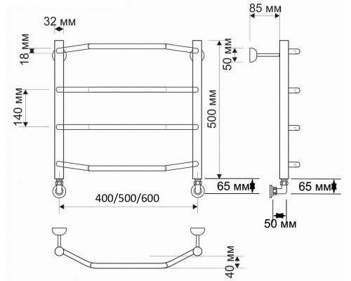 Полотенцесушитель латунный Secado Агата 1 40х50, водяной, бронза