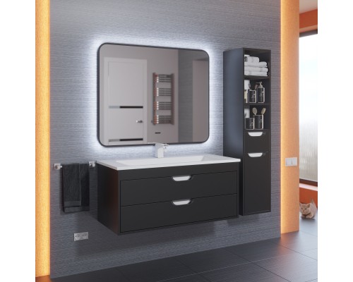 Зеркало для ванной с подсветкой Uperwood Modul 60х80 см, черное, сенсор/антизапотевание