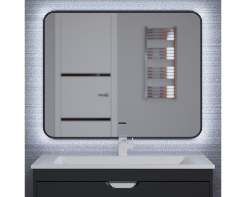 Зеркало для ванной с подсветкой Uperwood Modul 60х80 см, черное, сенсор/антизапотевание