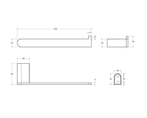 Полотенцедержатель Cezares Stylus STYLUS-TH02-BORO Брашированное золото