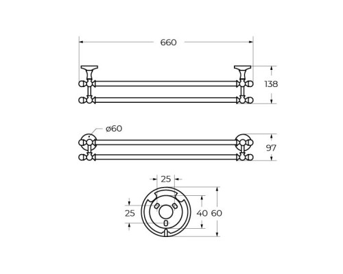 Полотенцедержатель Art&Max Antic Crystal AM-E-2648SJ-Do двойной Золото