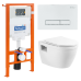 Комплект унитаза с инсталляцией BelBagno Loto BB070CHR/SC/BB002-80/BB018-GV-BIANCO с сиденьем Микролифт и Белой клавишей смыва