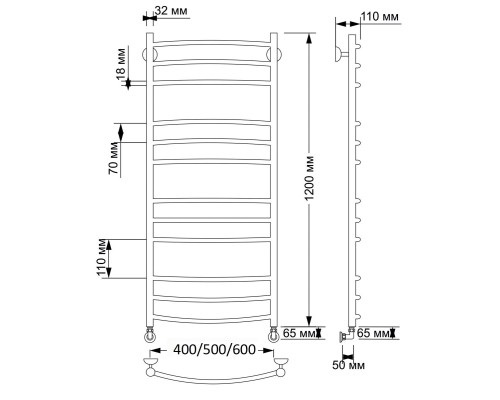 Полотенцесушитель латунный Secado Милан 3 40х120, водяной, бронза