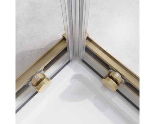 Душевой уголок Cezares Relax-304 90x90 RELAX-304-A-2-90-C-BORO профиль Брашированное золото стекло прозрачное