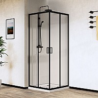 Душевой уголок Vincea City VSS-5CT900CLB 900x900 черный стекло прозрачное