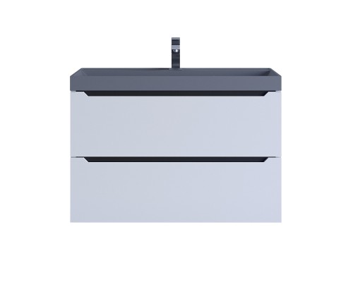 Тумба с раковиной подвесная Uperwood Tanos-Classic 80х45х55 см, белая графит/бетон