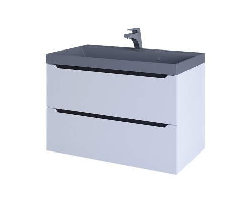 Тумба с раковиной подвесная Uperwood Tanos-Classic 80х45х55 см, белая графит/бетон