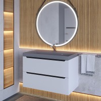 Тумба с раковиной подвесная Uperwood Tanos-Classic 80х45х55 см, белая графит/бетон