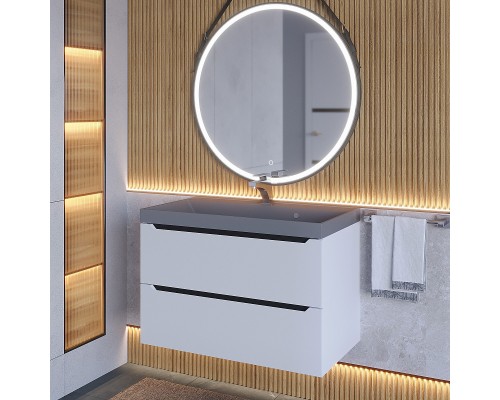 Тумба с раковиной подвесная Uperwood Tanos-Classic 80х45х55 см, белая графит/бетон