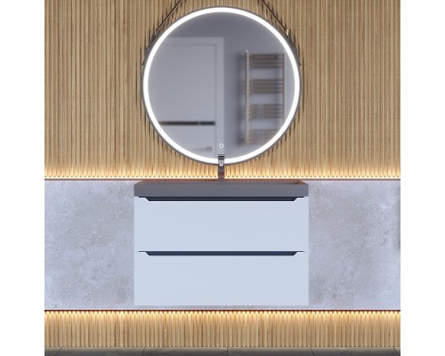 Тумба с раковиной подвесная Uperwood Tanos-Classic 80х45х55 см, белая графит/бетон