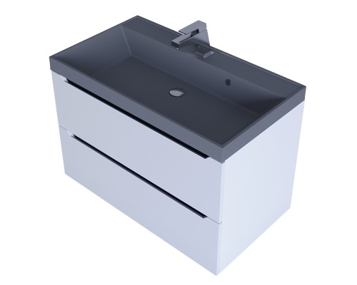 Тумба с раковиной подвесная Uperwood Tanos-Classic 80х45х55 см, белая графит/бетон