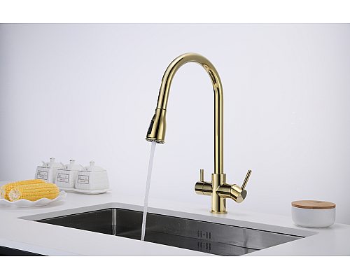 Смеситель для кухни Paulmark Lange La214212-G Золото Смеситель для кухни Paulmark Lange La214212-G Золото