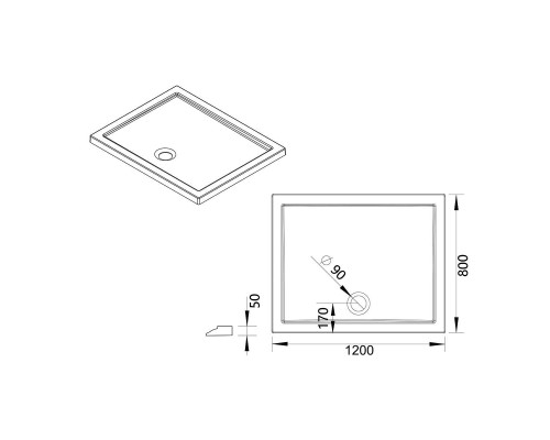 Поддон для душа акриловый Vincea 1000x800x50 Белый, арт