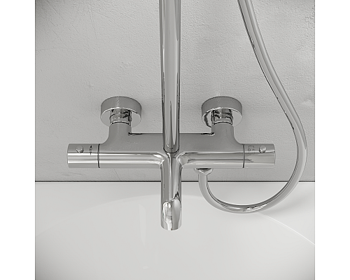 Душевая стойка Sancos Game с изливом и термостатом для ванны/душа, хром, SC3001CH