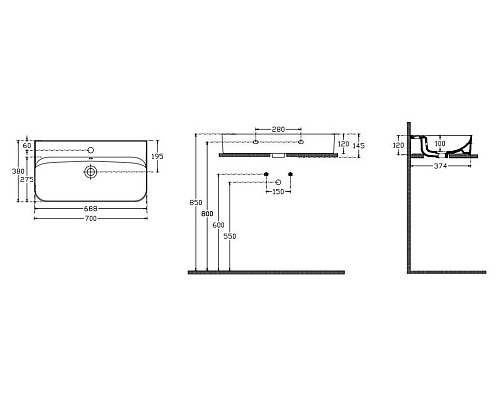 Раковина, ISVEA, SistemaU накладной-1, с переливом, без креплений,-белый 10PL53070SV