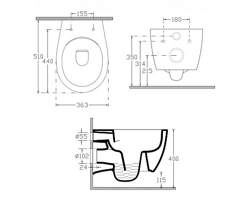 Унитаз ISVEA Sentimenti подвесной 363x510x400-белый 10AR02007SV