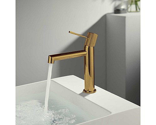 Смеситель для раковины Vincea Desire VBF-1D1BG однорычажный брашированное золото