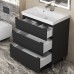 Тумба под раковину 70 см, Uperwood Tanos, напольная, черная, 3 ящика