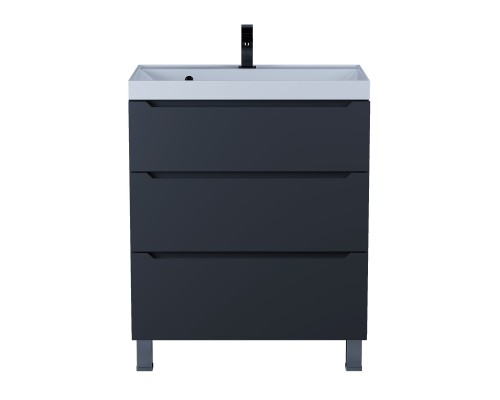 Тумба под раковину 70 см, Uperwood Tanos, напольная, черная, 3 ящика