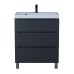 Тумба под раковину 70 см, Uperwood Tanos, напольная, черная, 3 ящика