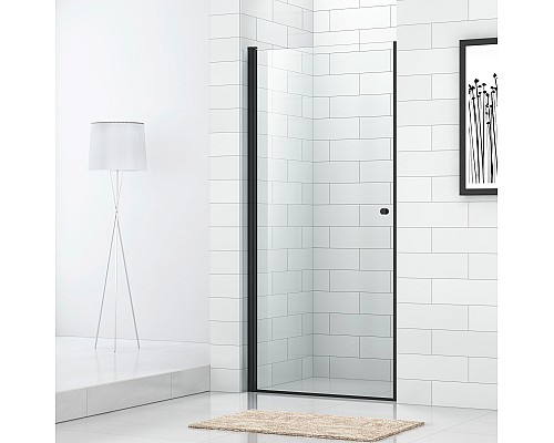 Душевая дверь Cezares Eco 80 ECO-O-B-1-80-C-NERO профиль Черный матовый стекло прозрачное