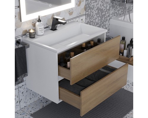 Раковина для ванной 70 см, Uperwood Barsa, белая глянцевая