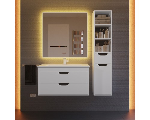 Тумба с раковиной подвесная Uperwood Modul 77х45х57 см, белая/графит