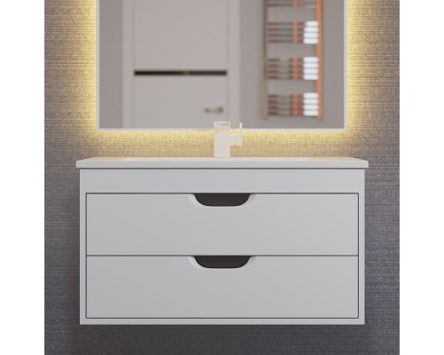 Тумба с раковиной подвесная Uperwood Modul 77х45х57 см, белая/графит