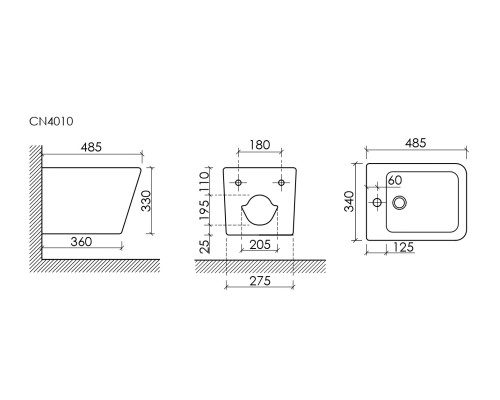 Подвесное биде Ceramicanova Union черный
