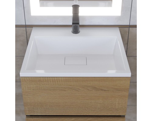 Тумба с раковиной подвесная Uperwood Barsa 50х45х57 см, черная/дуб сонома