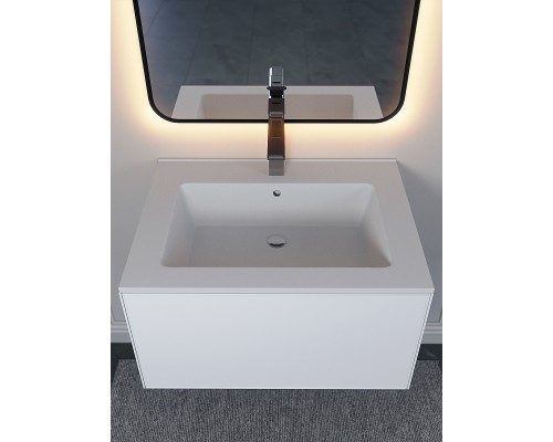 Раковина для ванной 66 см, Uperwood Parma Quartz, белая матовая, "жасмин"